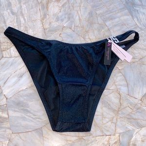 Small Swimsuit Bikini Swim Bottoms Black VS Logo Silver Crystal Bling